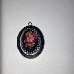 Vintage Needlepoint  Rose Locket